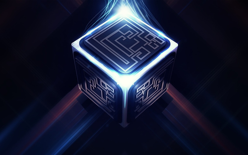 fantasy art digital art pixelated science fiction artwork abstract cube pattern artificial lights, 1080P