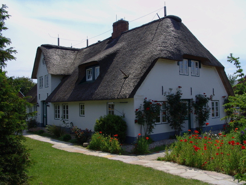 north sea, cottage, building, road, roof, architecture, 2K, island, city, northern germany, house, built structure, residential district, nordfriesland