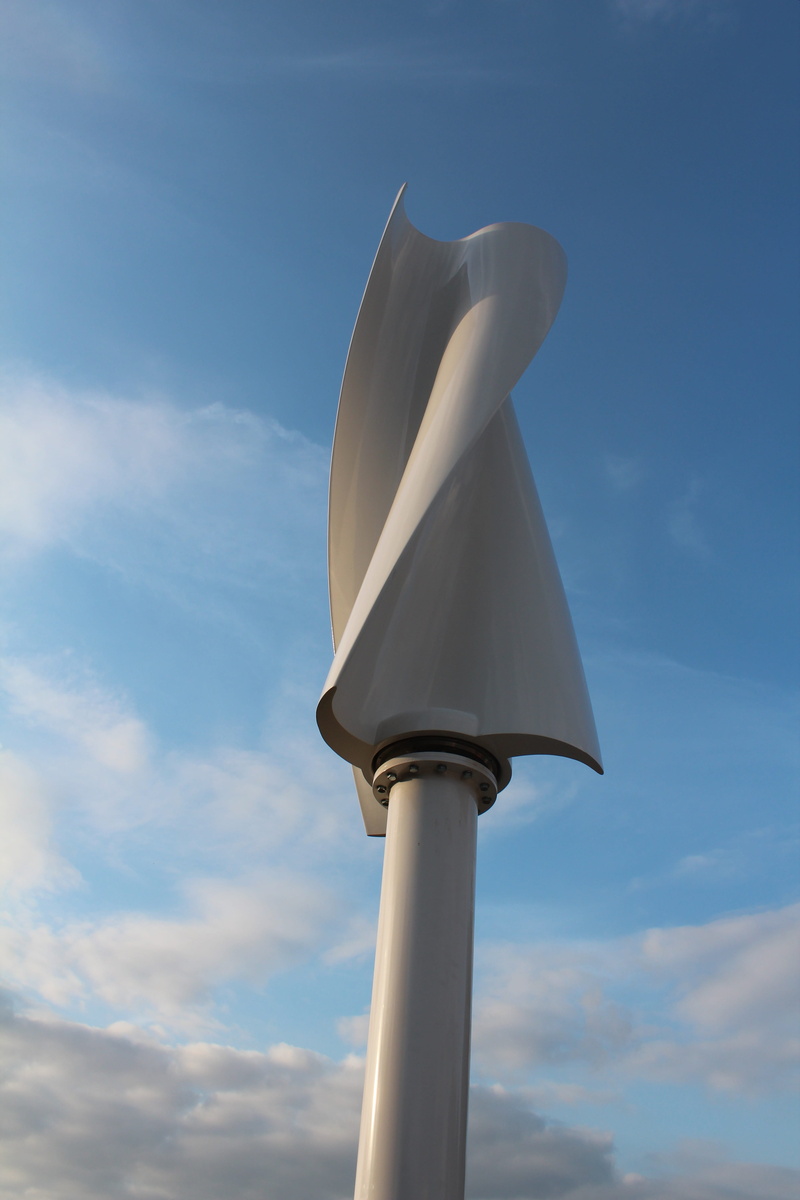 white color, vertical wind turbine, no people, protection, advertising wind system, blue, architecture, outdoors, nature, sky, day, savonius rotor, pole