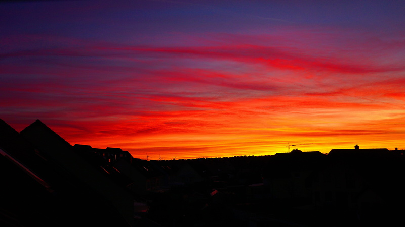 clouds, outdoors, rest, sky, orange color, blue, red, scenics - nature, 5K, abendstimmung, orange, romantic sky, nature, dusk, idyllic, magic, sunset
