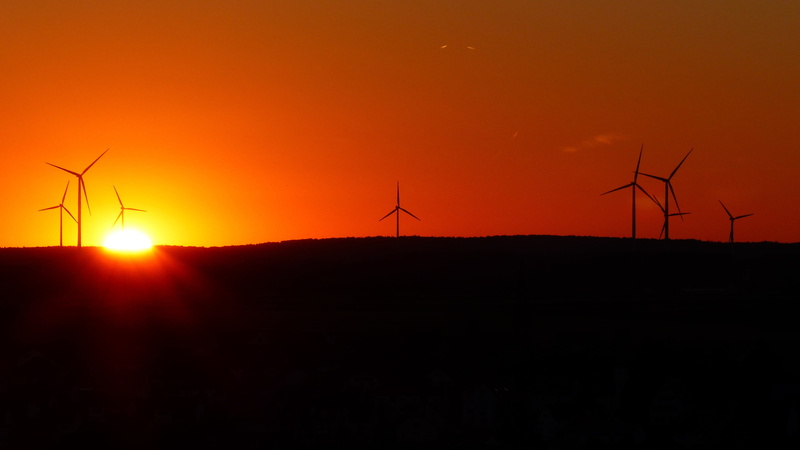 morgenrot, glow, renewable energy, no people, environmental conservation, fuel and power generation, fireball, outdoors, wind turbines, nature, morning