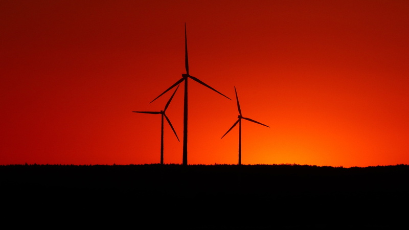 landscape, glow, wind energy, renewable energy, turbine, wind park, sustainable resources, land, industry, pinwheel, silhouette, sunset, morning, sunrise
