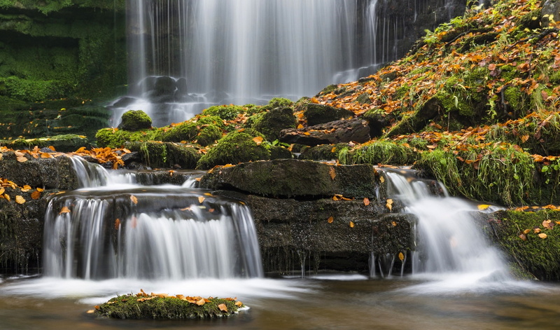 1080P, autumn, The Yorkshire Dales, Scaleber Force, moss, England, North Yorkshire, stones, Setl, waterfall, Settle, leaves, Yorkshire Dales National Park