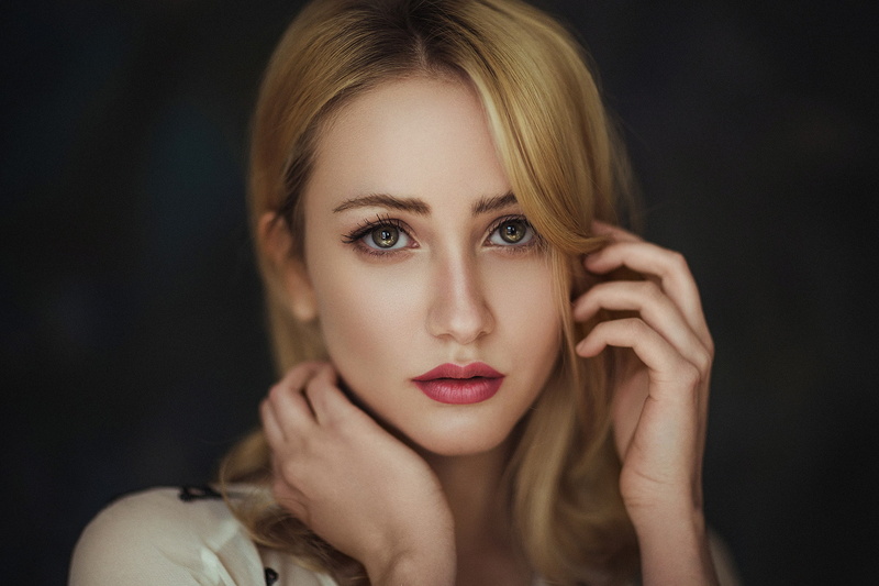 face, 1080P, blonde, Ali Falak, portrait, women, red lipstick