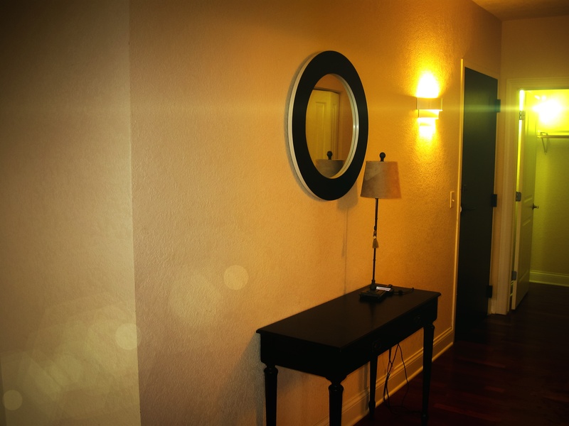 handle, hallway, flares desk, home, architecture, 2K, electric light, mirror, illuminated, wall - building feature, optical, entrance, wall, lamp, luxury