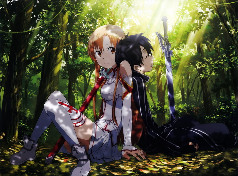Forest, day, beautiful, color Image, Long Hair, Sword, plant, Sleeping, video Game, female likeness, Sword Art Online, vancouver - Canada, halloween, statue