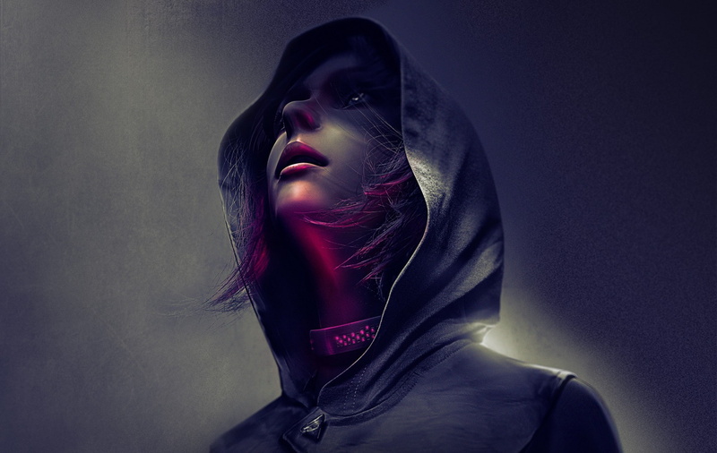 1080P, hood, hoods, women, video games, collars, artwork