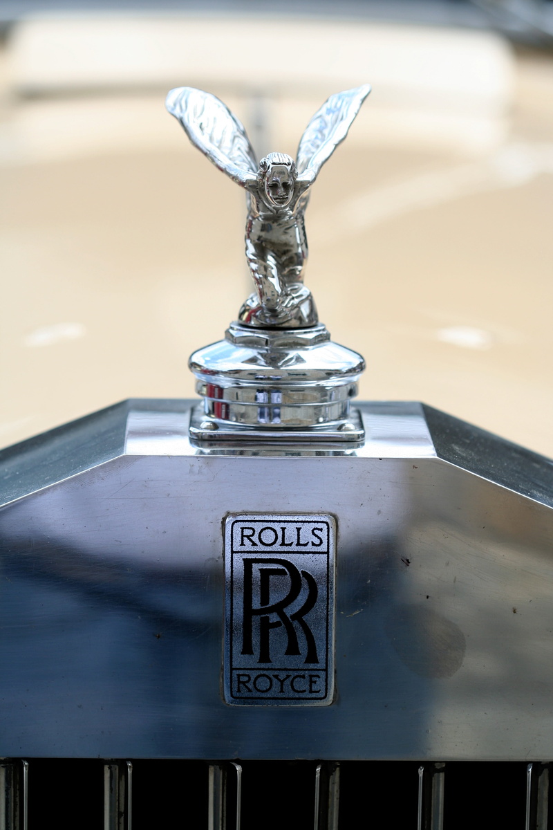 western script, focus on foreground, transportation, nature, government, outdoors, rusty, day, classic, number, shiny, antique, rolls royce, silver, text