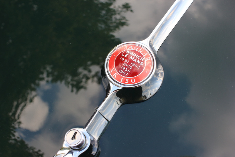 kitchen utensil, bonnet, technology, hood, refreshment, drink, day, jaguar, water, filling, xk 150, steel, metal, communication, chrome, pollution, nature