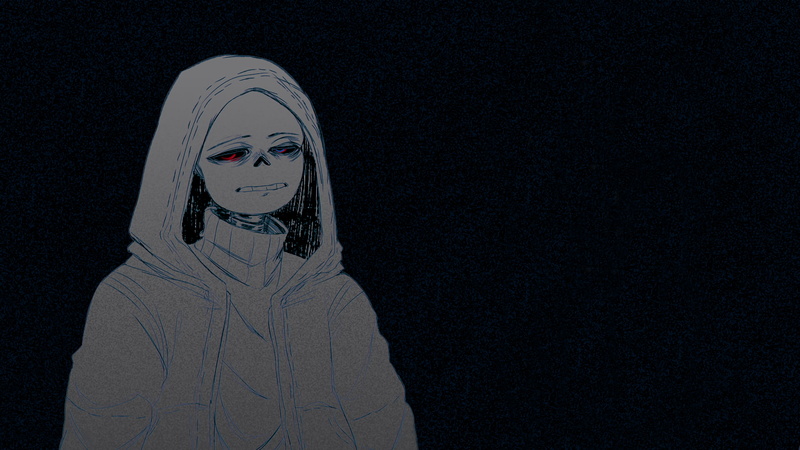 red eyes, 1080P, Undertale, skeleton, hoods, depressing, loneliness