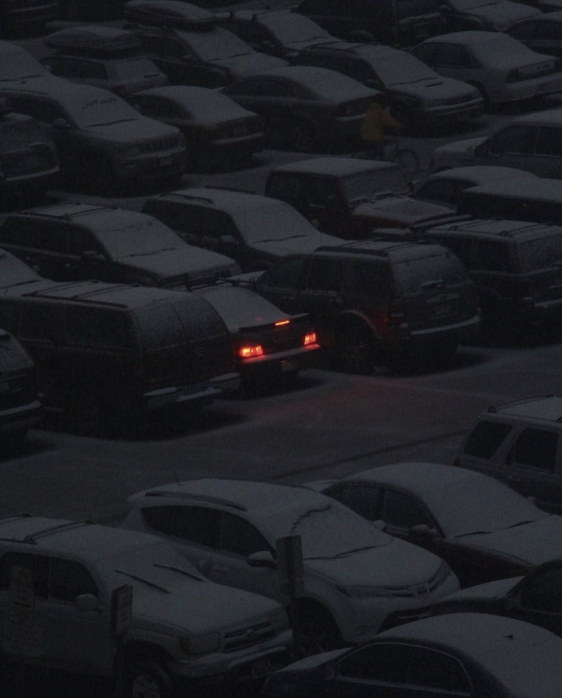 720P, night, loneliness, parking, snow, car