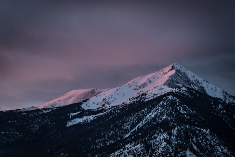 violet, mountains, sky, nature, 4K, trees, dark, snow