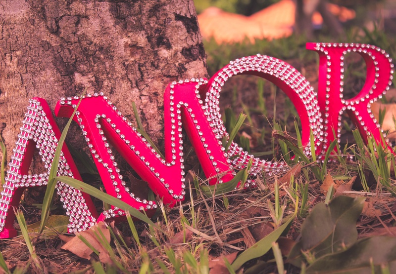 close-up, field, tree, love, communication, day, soul, outdoors, positive emotion, letters, land, poetry, plant, red, pattern, emotion, text, high angle view