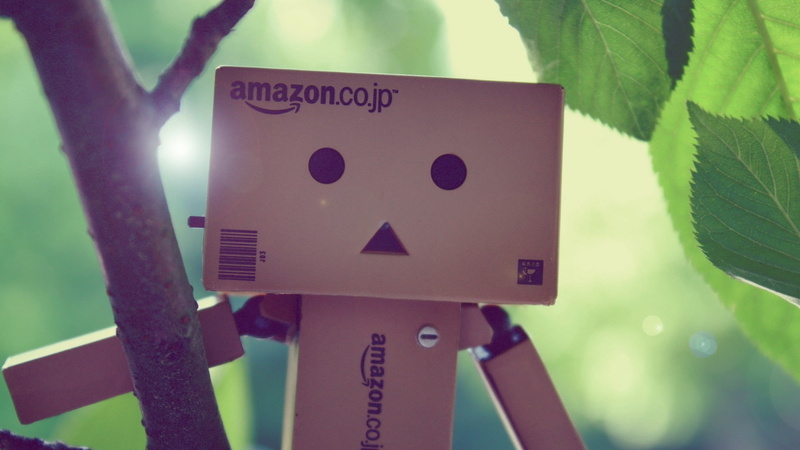 green Color, amazon, light, technology, boxes, plant, message, day, text, human representation, robot, brown, male likeness, focus on foreground, close-up