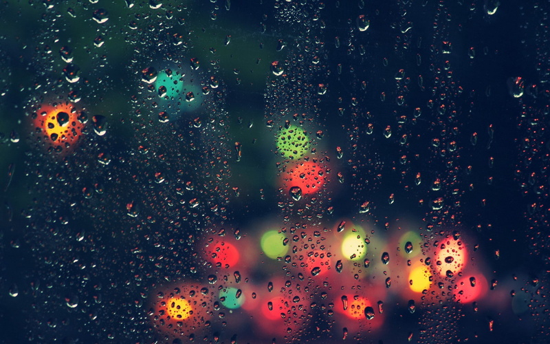 glass, window, blurred, water drops, wet, 1080P, lights, rain, depth of field, colorful, bokeh, water on glass