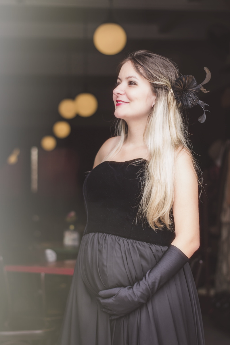 standing, vintage, beautiful woman, happiness, dress, mom, big belly, pregnant, time, joy, pregnancy, fashion, one person, adult, vintage pregnant, breastfeeding