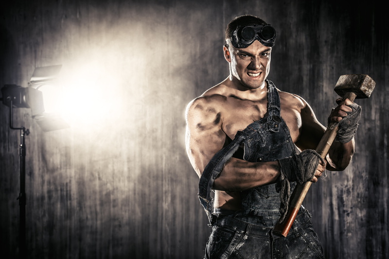 jumpsuit, guy, glasses, 5K, sledgehammer, hard worker, hammer, grimy