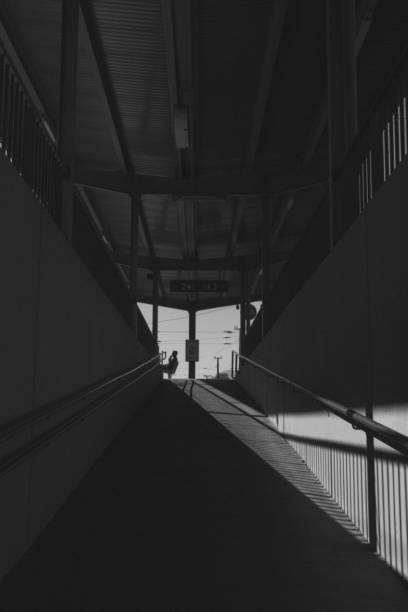 people, 5K, train station, women, adult, silhouette, black and white, transportation, bridge - Man Made Structure, modern, men, photography, black white