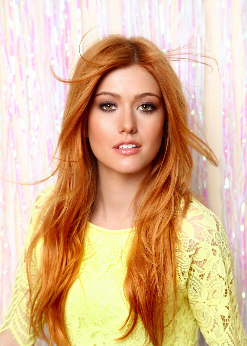 women, Katherine Mcnamara, looking at viewer, face, open mouth, 4K, redhead, portrait display, long hair, actress, yellow clothing