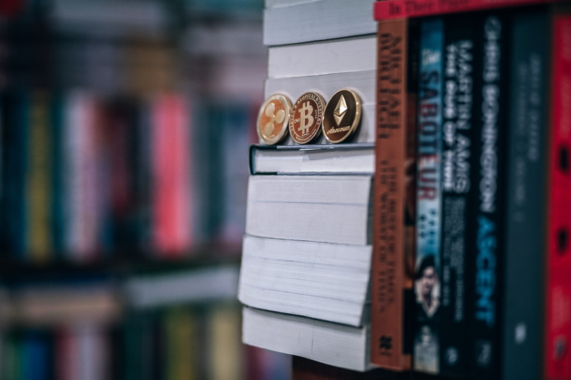 page, cryptocurrency, coins, beautifully, focus on foreground, illustration, wisdom, buy, expertise, selective focus, close-up, 5K, plated, communication