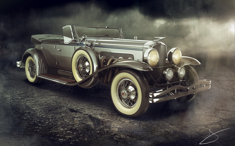 car, 1080P, puddle, 1929 Duesenberg Model J Dual Cowl Phaeton