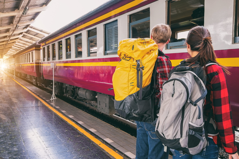 outdoors, train - vehicle, people, subway train, group of people, locomotive, men, commuters, urban, rail transportation, backpack, child, togetherness