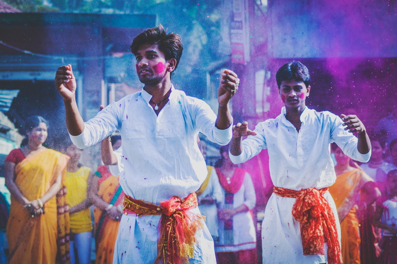 two, 5K, togetherness, paint, young men, dancing, raising, person, group of people, human arm, arts culture and entertainment, colour, standing, happiness