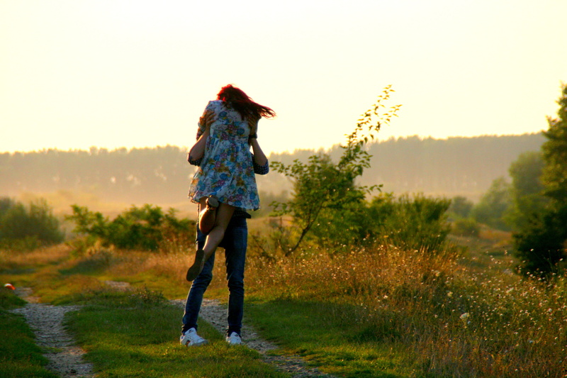 women, footpath, floral, grass, hug, woman, full length, dress, sky, recreational Pursuit, growth, rural Scene, nature, beauty In Nature, real people, field