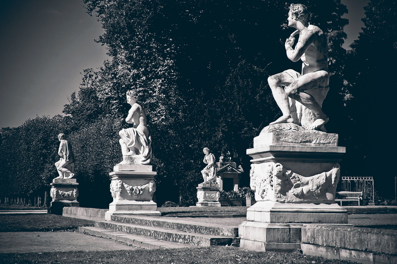 day, düsseldorf, park, Stone, face, angel, marble, figures, the past, stone, nature, black white, unity, human, creativity, Sculpture, artwork, sculptor