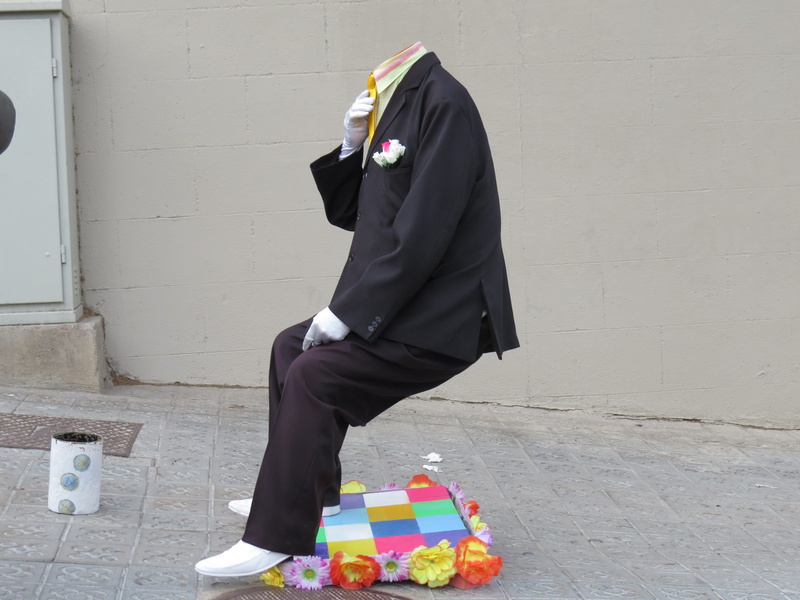 well-dressed, people, multi colored, standing, one man only, outdoors, illusion, lifestyles, Street, headless man, young adult, real people, one person
