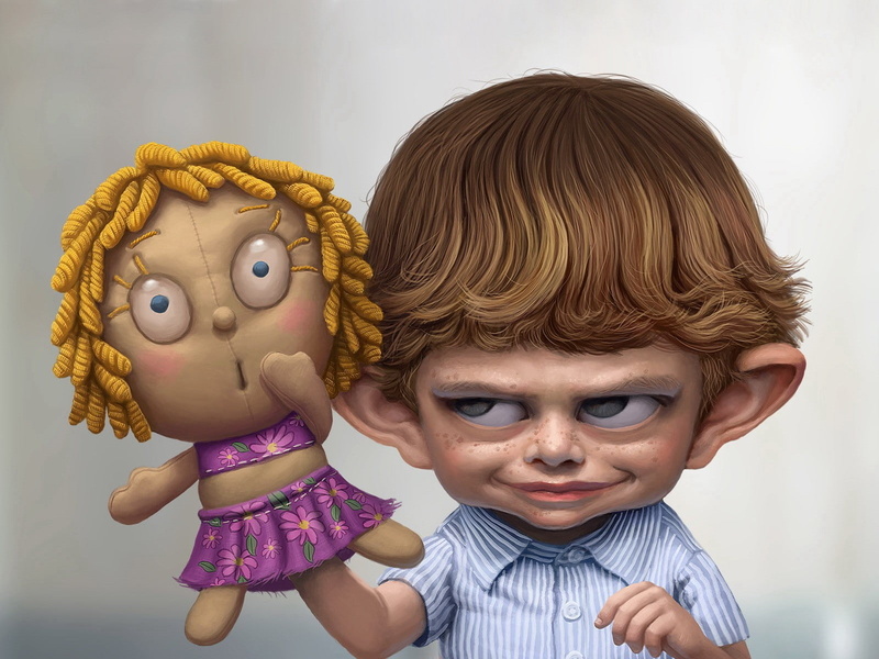 offspring, childhood, cute, doll, people, toddler, representation, men, boys, headshot, shame, two people, indoors, front view, toy, 720P, holding, child