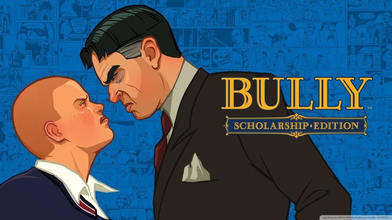 1080P, text, western script, connection, profile view, adult, waist up, indoors, people, businessman, Video Game, Bully, two people, blue, side view, communication