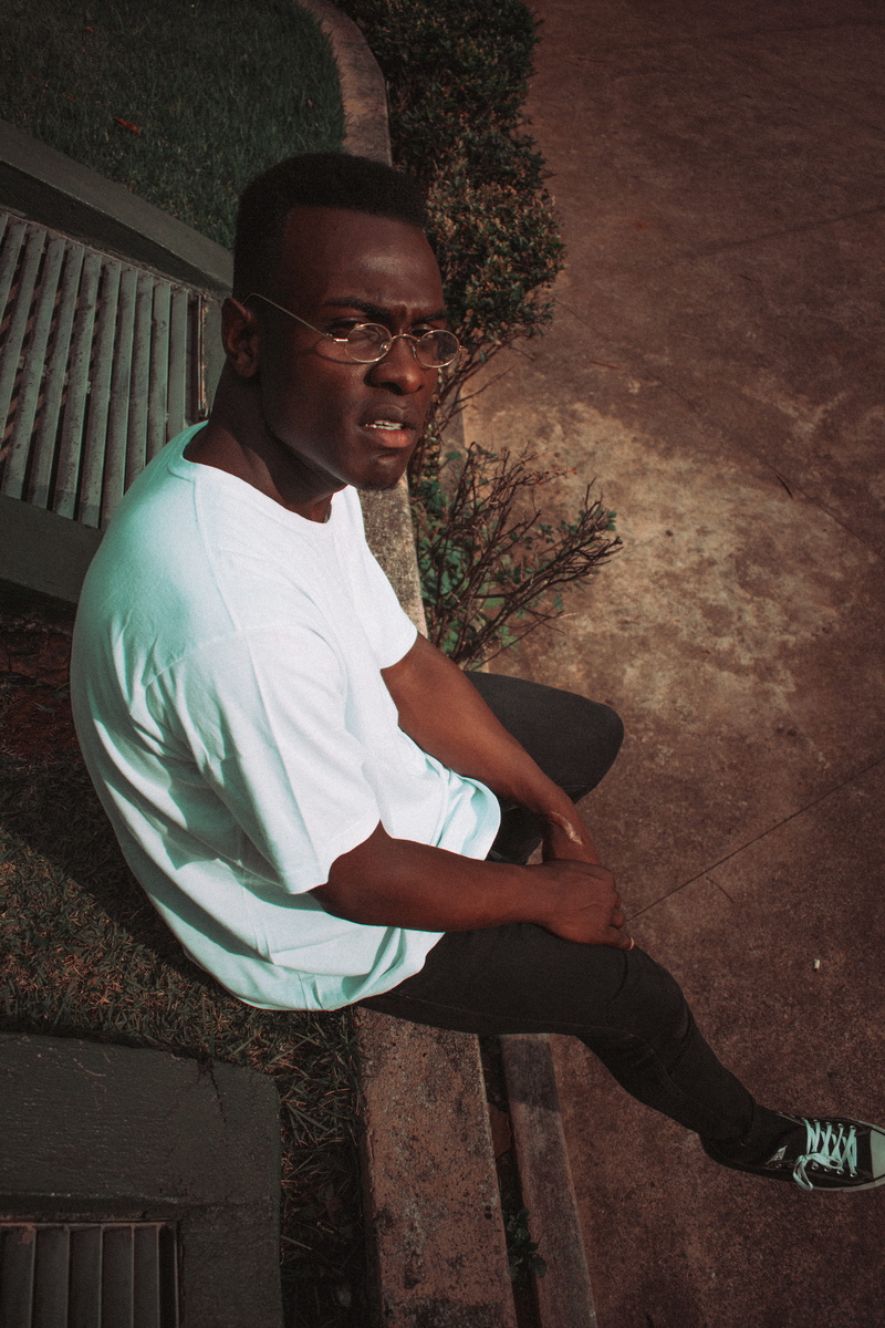 wear, real people, standing, fashion, men, person, glasses, white t-shirt, casual clothing, high angle shot, 5K, three quarter length, white, photoshoot