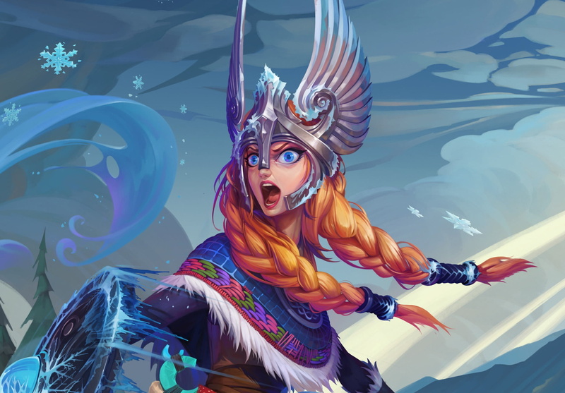 Orange Hair, Blue Eyes, DotA 2, Woman Warrior, Valkyrie, Braid, Dota, 1080P, Crystal Maiden (DotA 2)