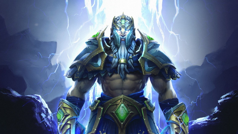 1080P, the God of thunder, art, zipper, thunder god, Zeus, lightning, armor, Dota 2