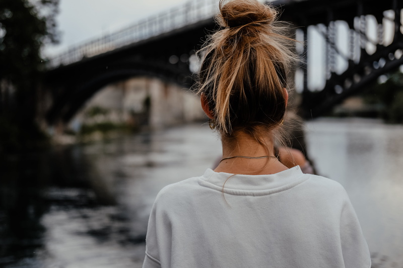 hairstyle, blond, zürich, woman, rear view, lifestyle, leisure activity, sight, river, lifestyles, switzerland, smoke, headshot, one person, built structure
