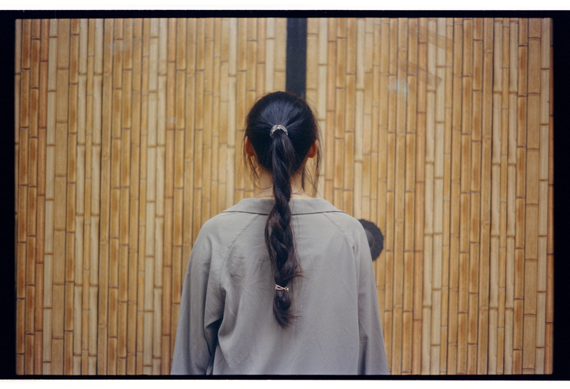 female, film, bamboo forest, facing, 2K, gray, women, shadow, wooden, outdoors, woman, people, kyoto City, asian Ethnicity, portrait, cultures, asia, door