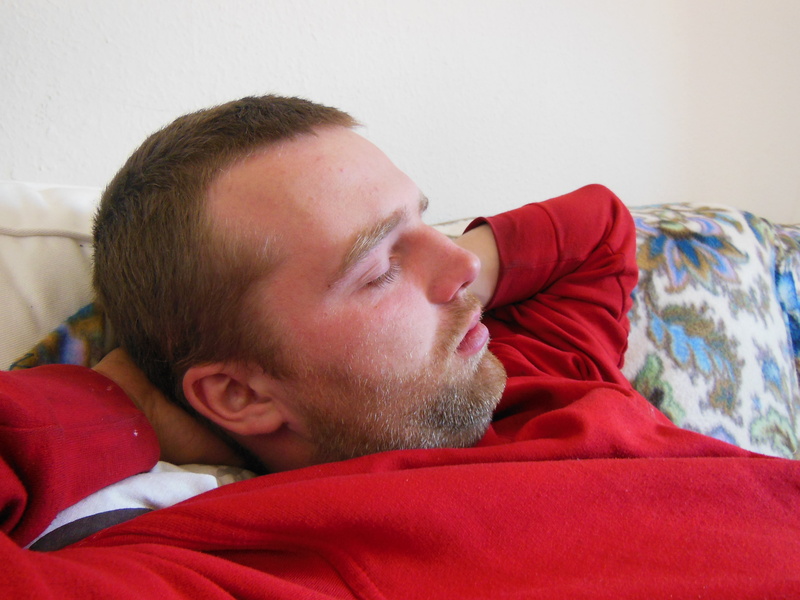 red, real people, 4K, rest, face, closing time resting, furniture, mature men, resting, mouth open, headshot, slumbering, young, man, close-up, young man