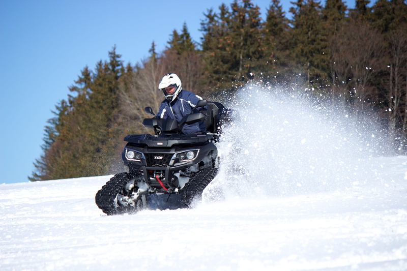 one person, vacations, cold temperature, winter, landscaping, extreme sports, tree, ski-wear, day, nature, helmet, motorsport, enduro, fun, atv, real people