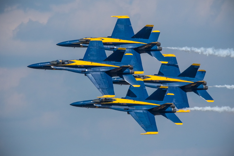 F/A-18 Hornet, the plane, fighter, Quartet, flight, 1080P, Blue Angels
