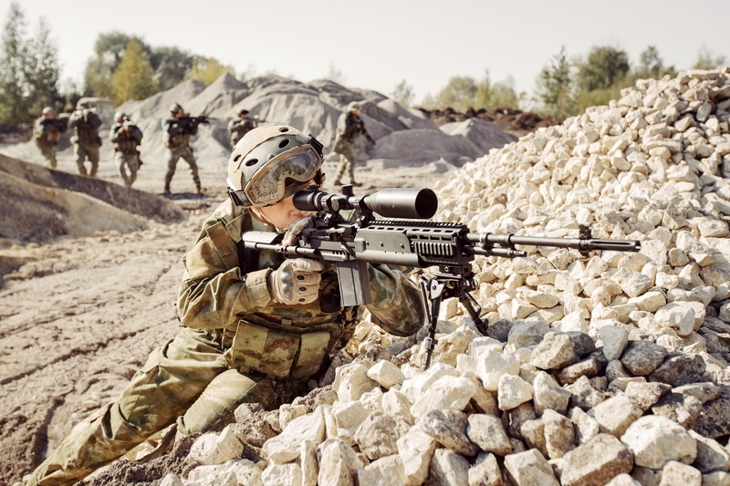 rifle, training platoon, soldier, 5K, telescopic sight