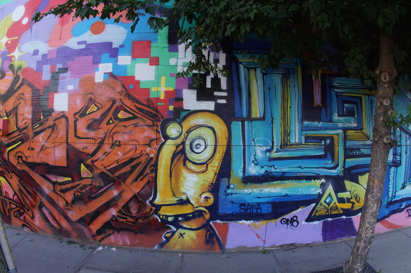 building exterior, outdoors, run-down, street art, canon 15 mm fd fish eye, metal, decline, architecture, multi colored, no people, graffiti, jersey city
