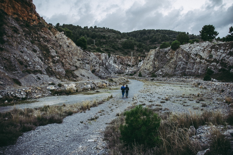 person, day, rock, cliff, two, land, slate, beauty in nature, human, gravel, solid, cloud - sky, formation, mountain range, ditch, ground, road, mountain