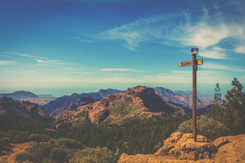 communication, roque nublo, tranquility, outdoors, mountain, land, no people, signpost, gran canaria, direction, information sign, environment, sign, hike