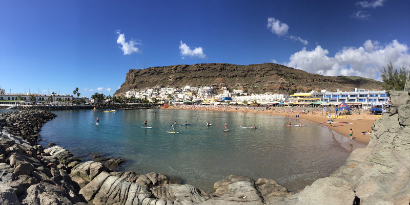 sky, building exterior, bay, building, nature, rock - object, Beach, Puerto De Mogan, ocean, solid, coastline, architecture, outdoors, land, sea, cloud - sky