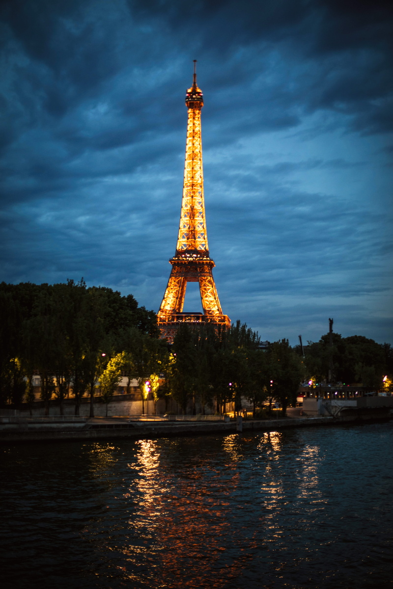 tree, street, night, water, europe, tall - high, city, eiffel tower, summer, cityscape, outdoors, paris, night summer, clouds, urban, travel, tourism, france