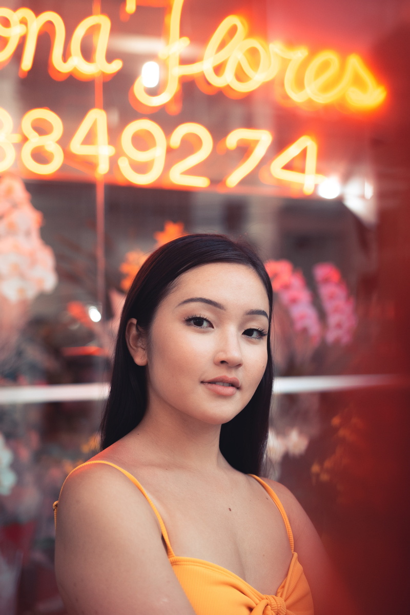 women, beauty, beautiful, focus on foreground, young adult, sign, lifestyles, portrait, night, beautiful woman, headshot, one person, adult, person, neon sign