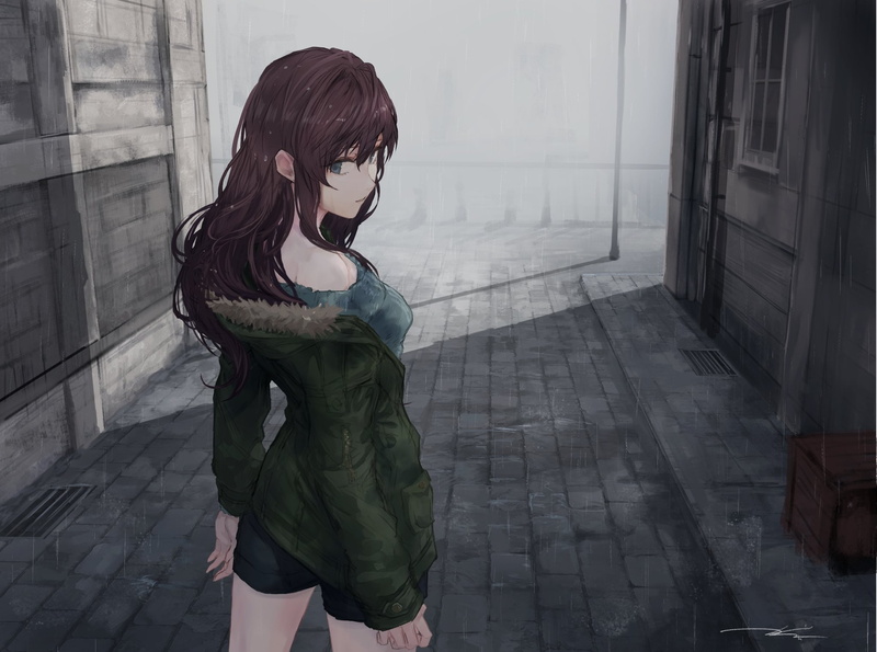 three quarter length, women, 1080P, side view, back view, Anime, fashion, architecture, hairstyle, long hair, standing, clothing, beautiful woman, real people
