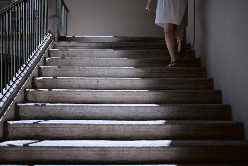 adult, women, architecture, staircase, railing, shoe, young Adult, human body part, stair, people, human leg, woman, walking, one Person, indoors, lifestyles