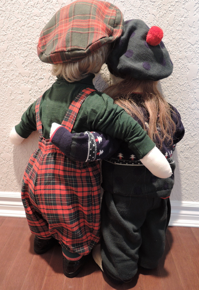 lifestyles, warm clothing, people, faceless dolls, casual clothing, togetherness, child, love, mammal, life size, winter, hand made, childhood, hugs, 4K